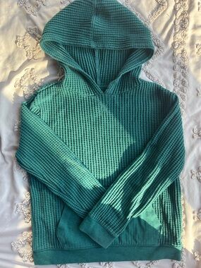 Cat & Jack Teal Waffle-Knit Hooded Top